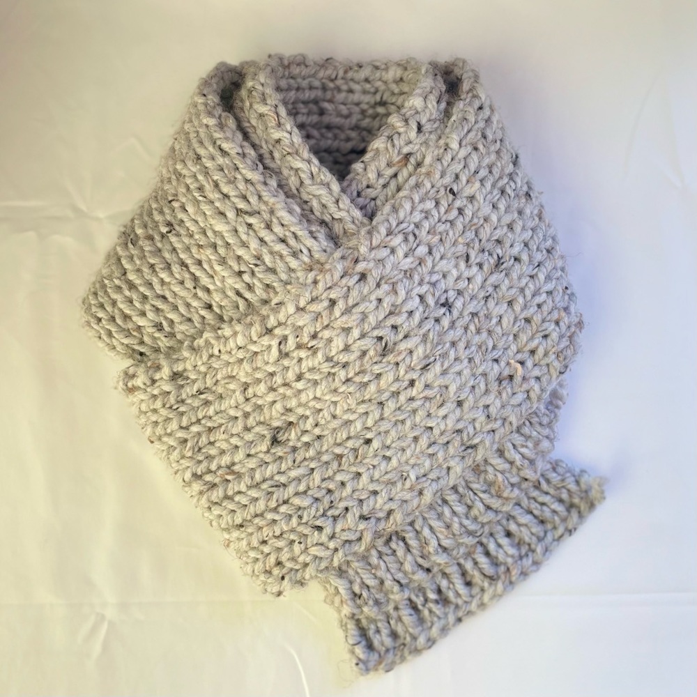 Gray Handmade Knitted Scarf